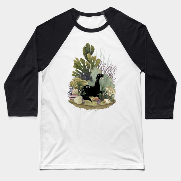 Tiny Nessie Baseball T-Shirt by littleclyde